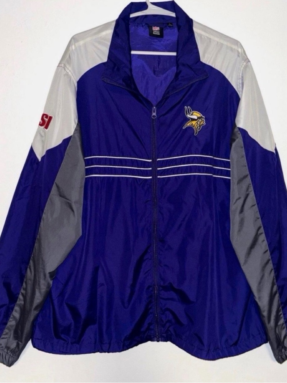 Reebok Y2K Vintage Minnesota Vikings NFL Purple Windbreaker Jacket Size Large
